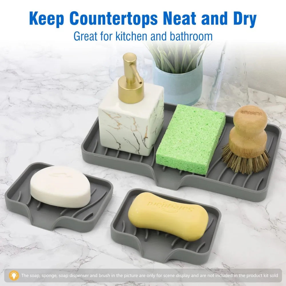 1-Pack Silicone Drain Soap Box Kitchen Anti-slip Sink Tray