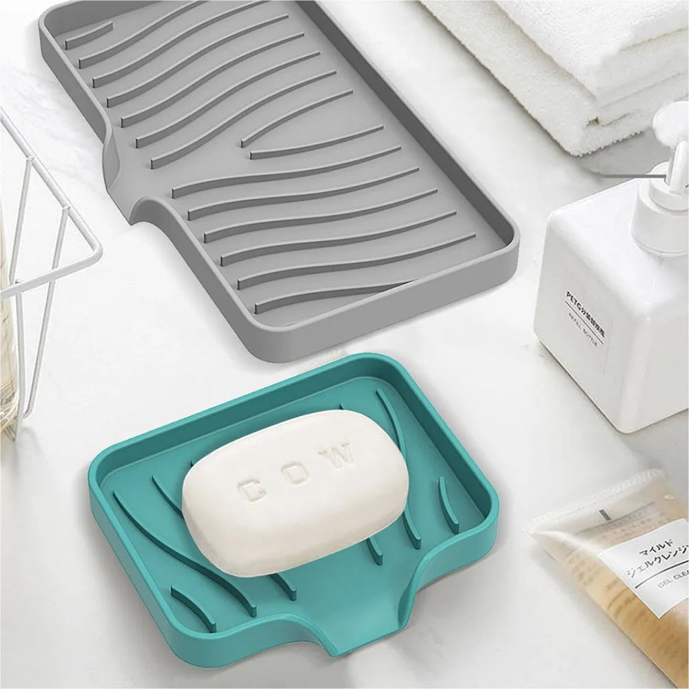 1-Pack Silicone Drain Soap Box Kitchen Anti-slip Sink Tray